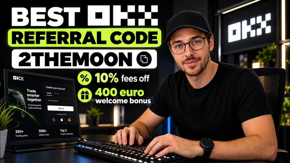 What is the OKX referral code and how do you use 2THEMOON when signing up?